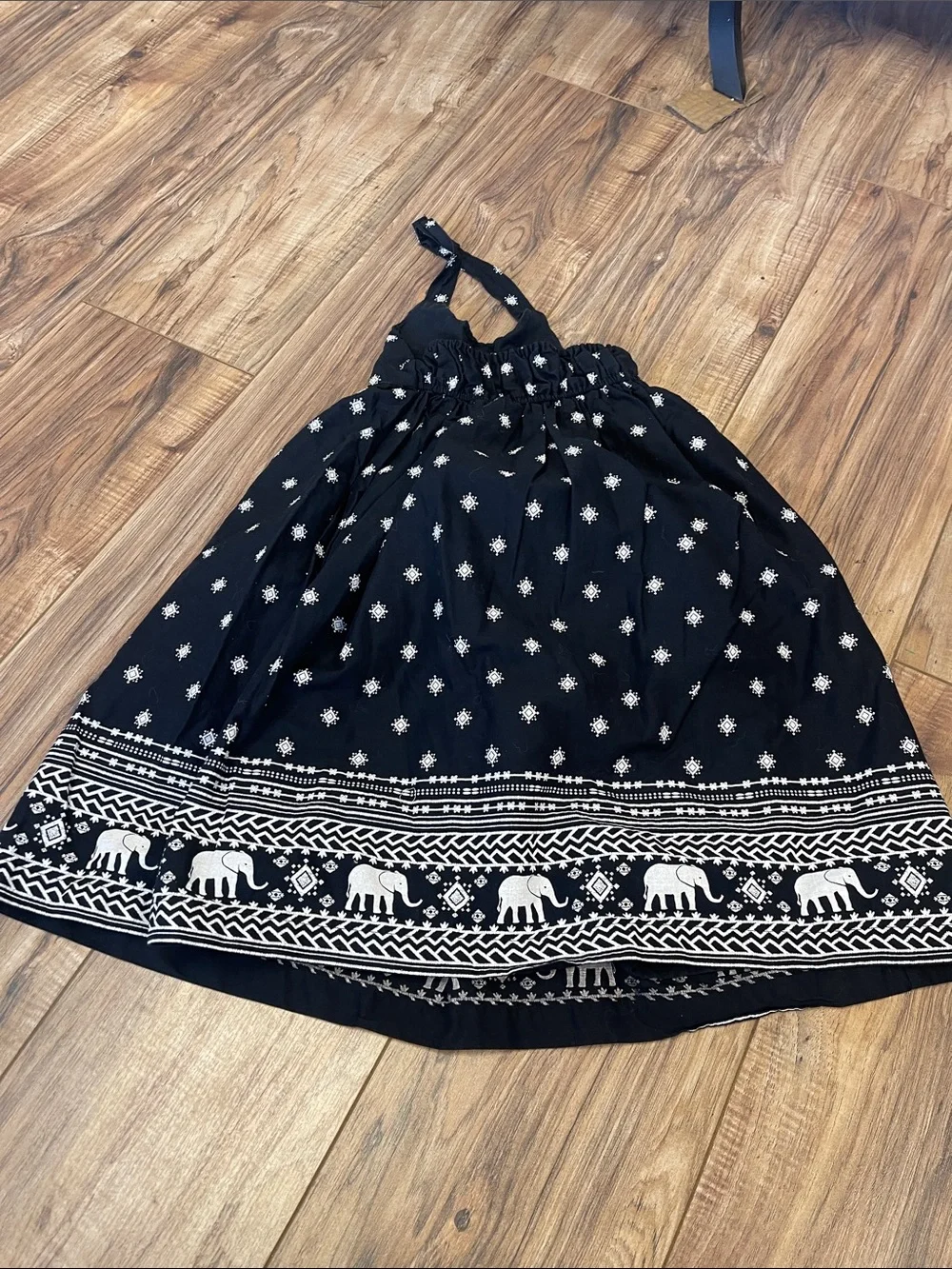 Old Navy Black and White Elephant Print Halter Dress - Girls